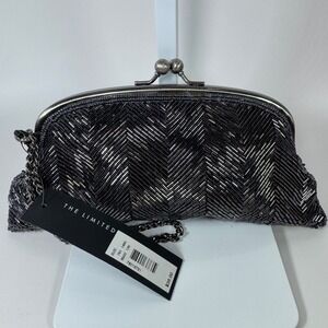 The Limited Beaded Clutch Evening Bag‎ Purse Chain Strap Handmade New
